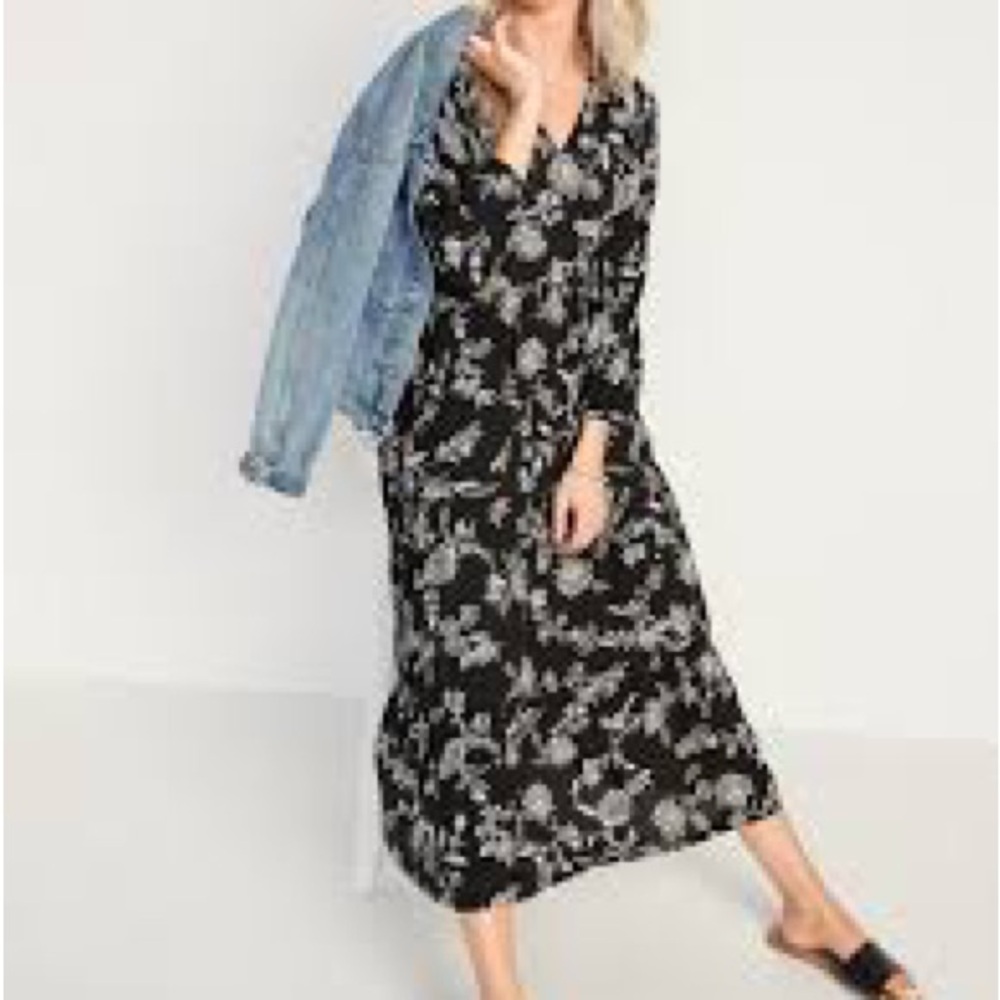 Old Navy Floral-Print Tiered-Hem Midi Swing Dresses
